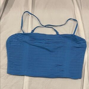 Madewell Blue Pleated Crop Top